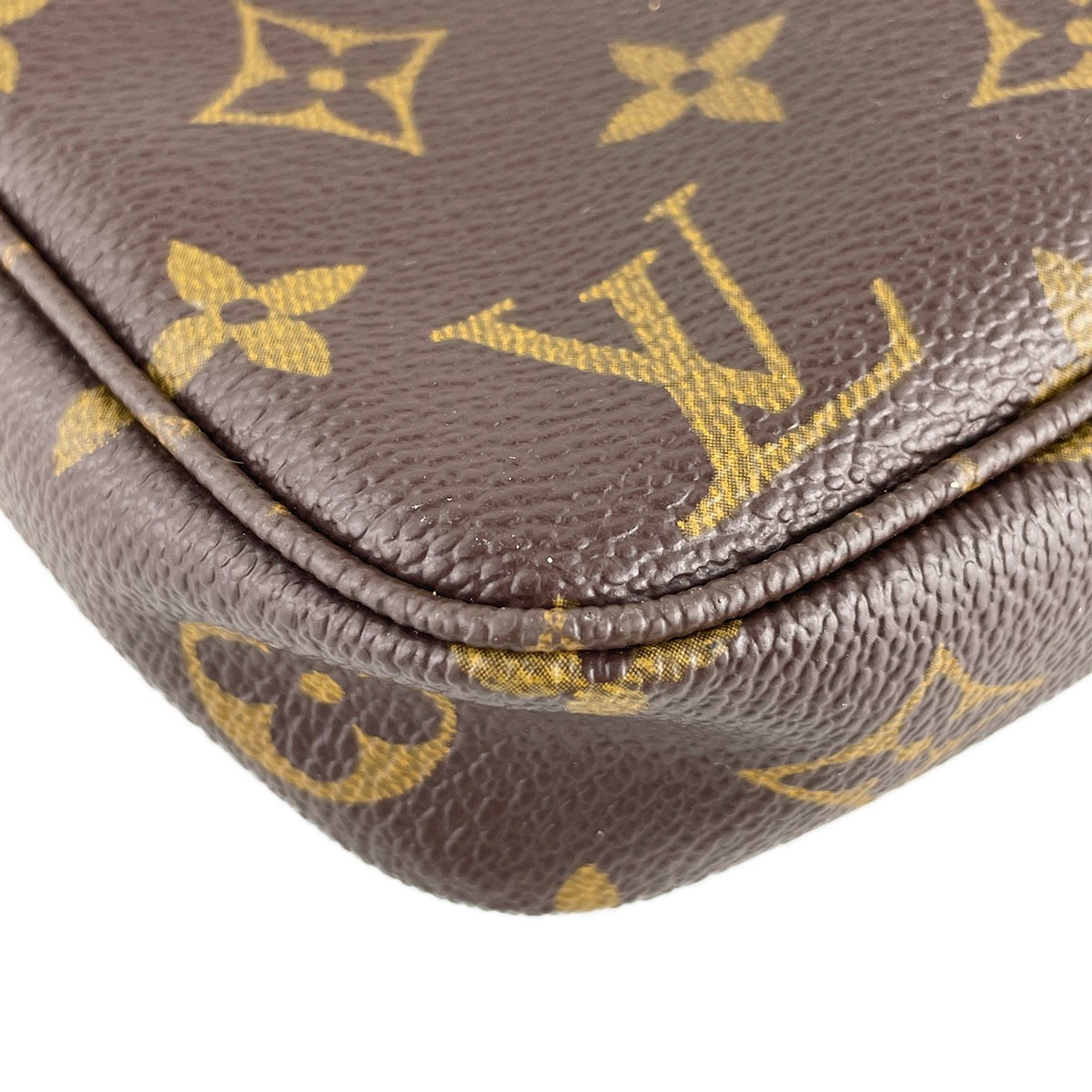 Louis Vuitton Monogram Pochette Accessoires Leather Fabric Brown Handbag 4742