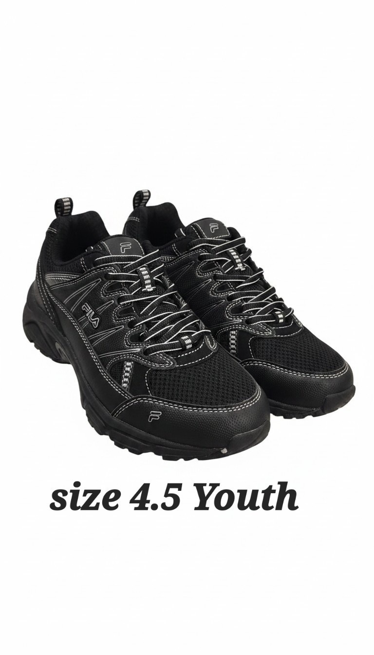 FILA Black Low Top Lace-Up Athletic Sneaker for Teens Activewear