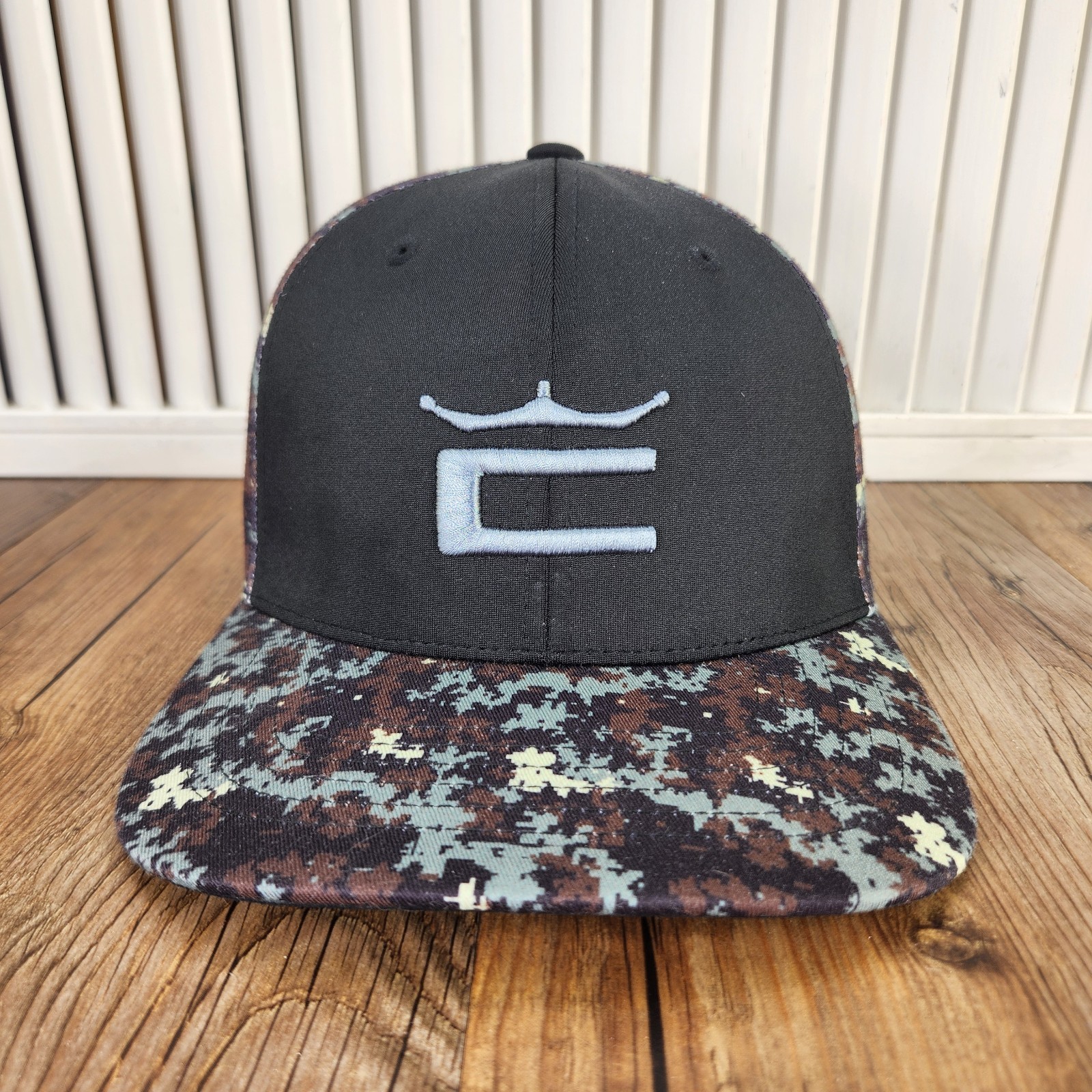 Cobra Puma Golf Digi Camo Flexfit 110 Snapback Hat Cap Black Brown Adjustable