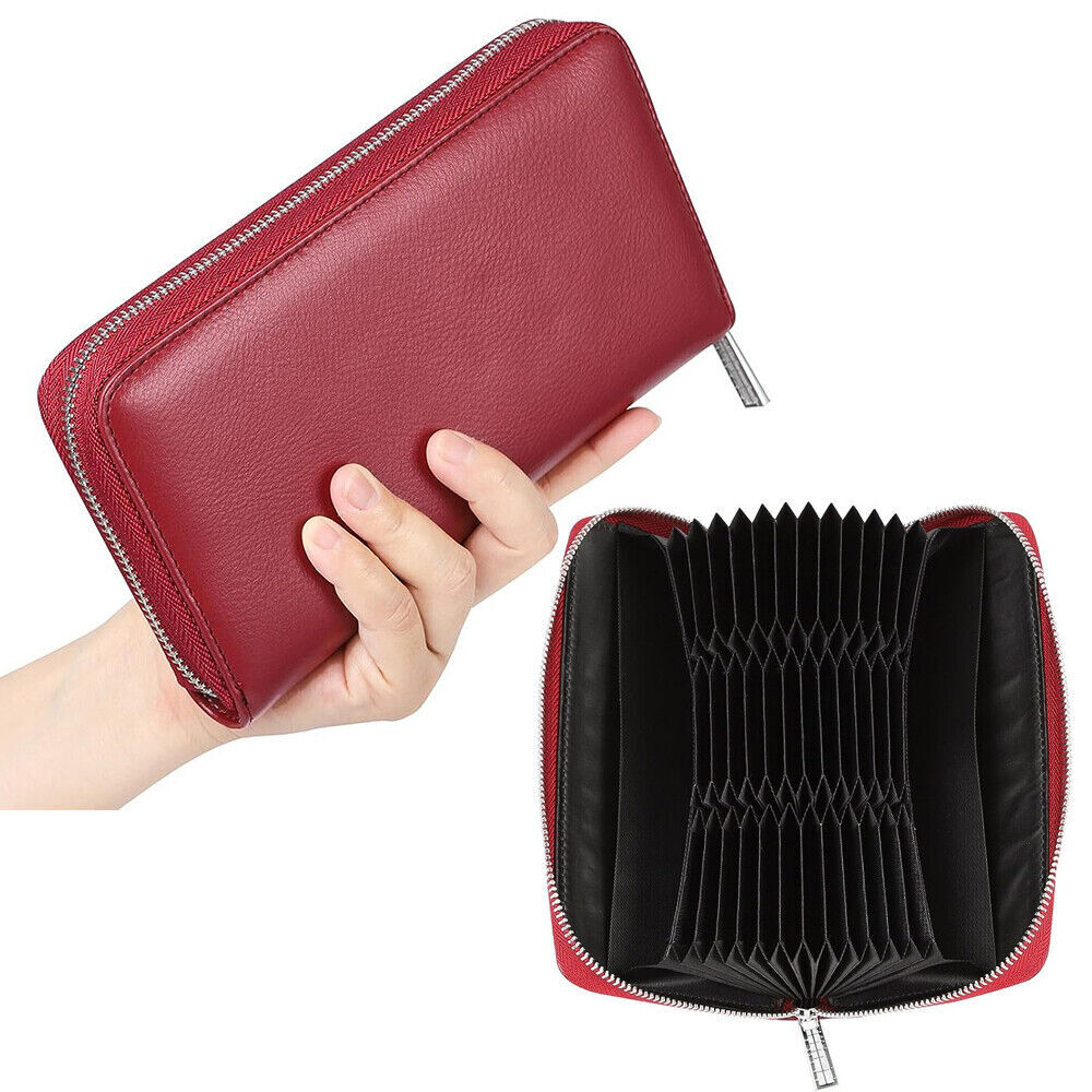 Men Women Leather RFID Blocking Multi Card Holder Wallet with Cell Phone Pocket