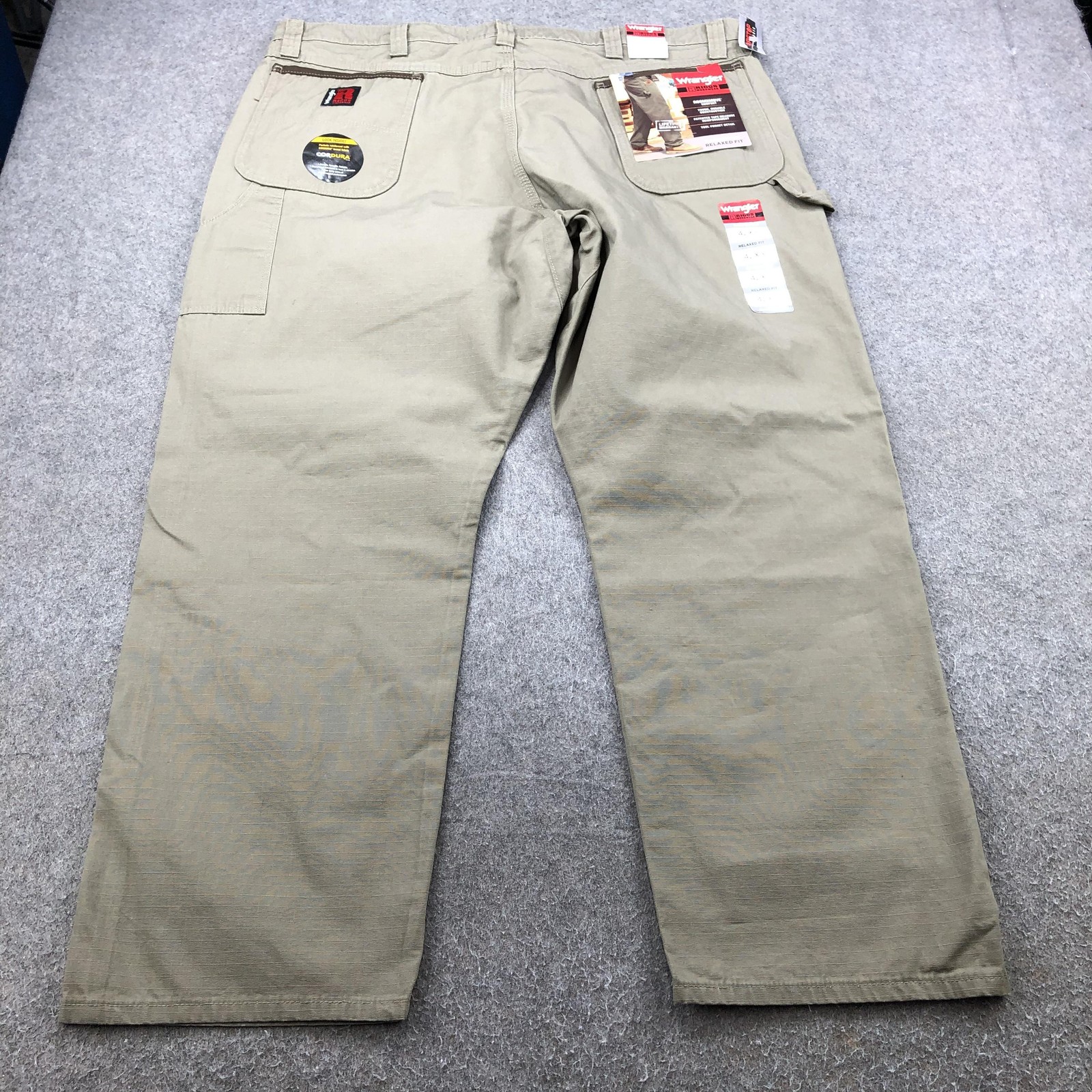 Wrangler Riggs Workwear Pants Mens 42×30 Beige Ripstop Carpenter Relaxed Fit