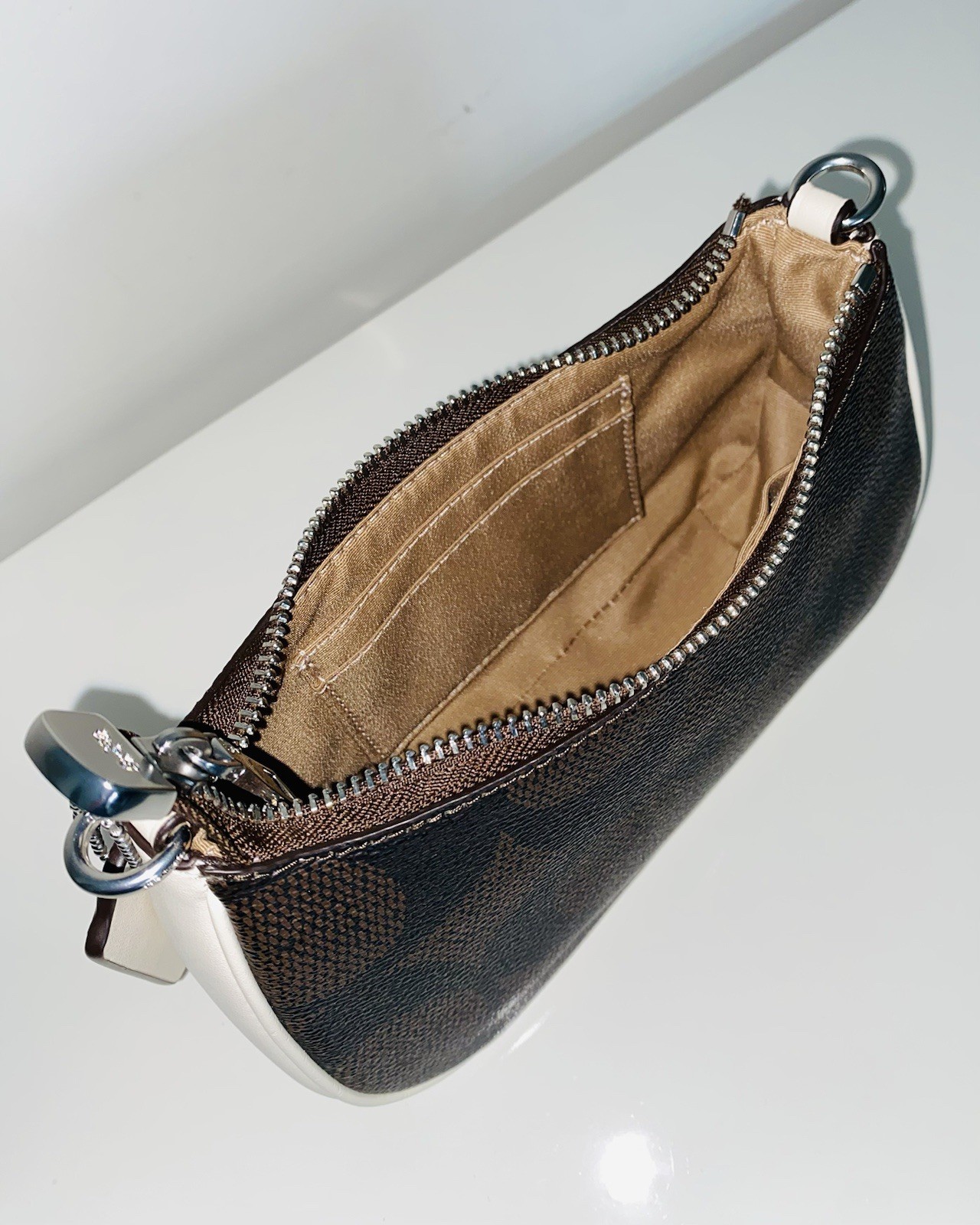 Coach Teri Mini Crossbody Leather Bag, Signature Canvas Coach Graphic, Worn Once