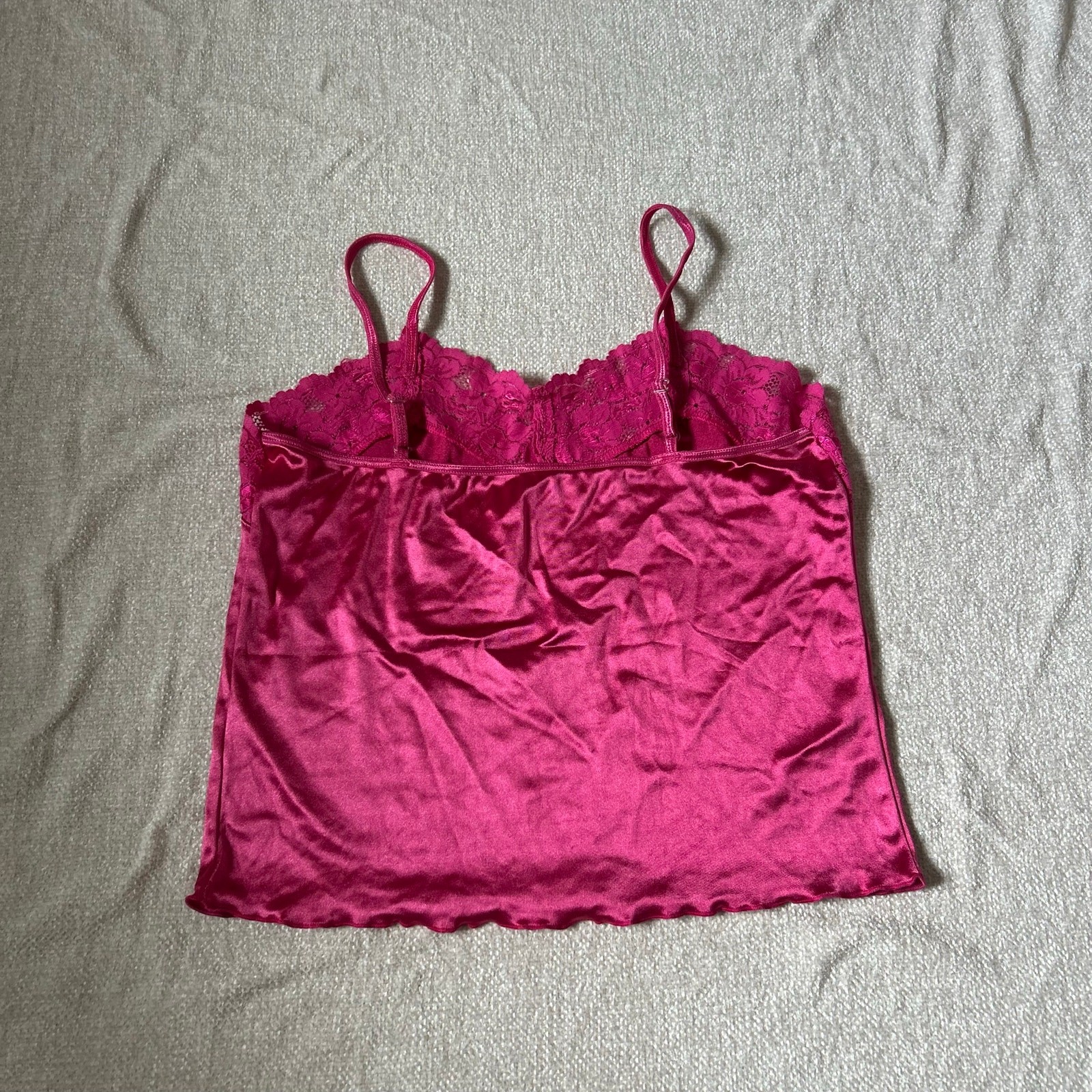 hot pink Y2K Satin Cami Top