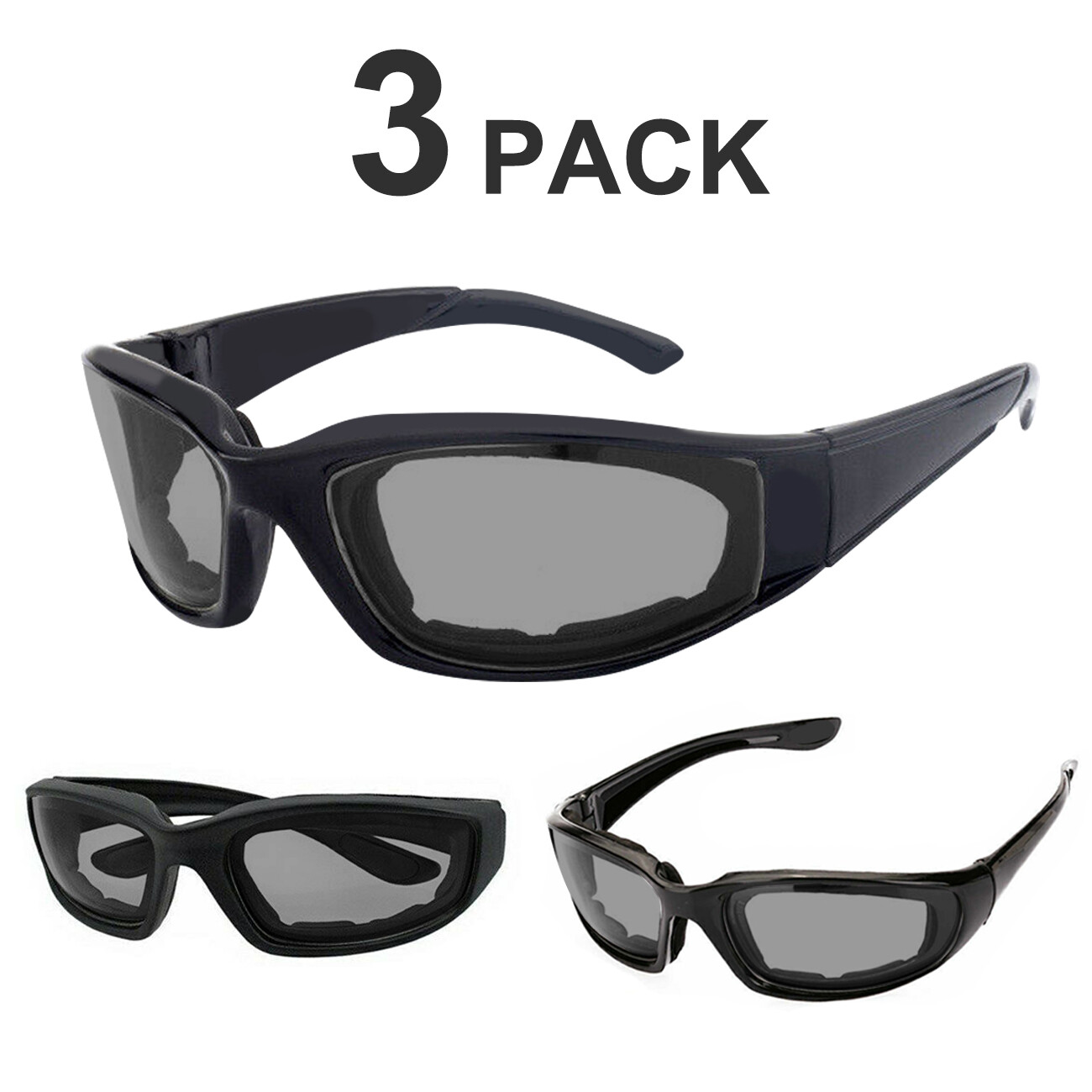 Gray Chopper Foam Padded Motorcycle Riding Glasses Sunglasses Windproof Goggles