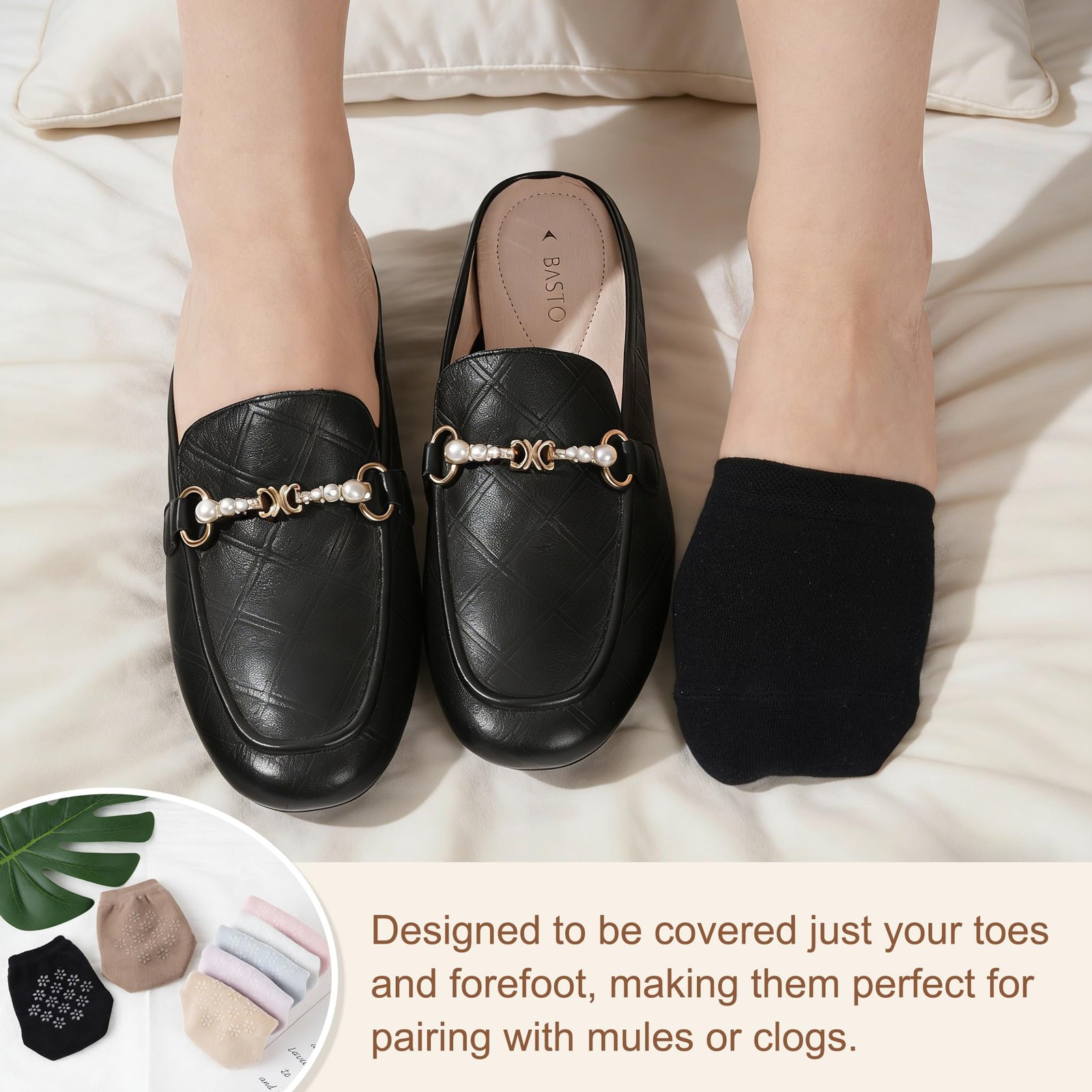 8× Invisible Toe Socks Womens for Mules Half Socks Toe Topper Covers Non-slip US