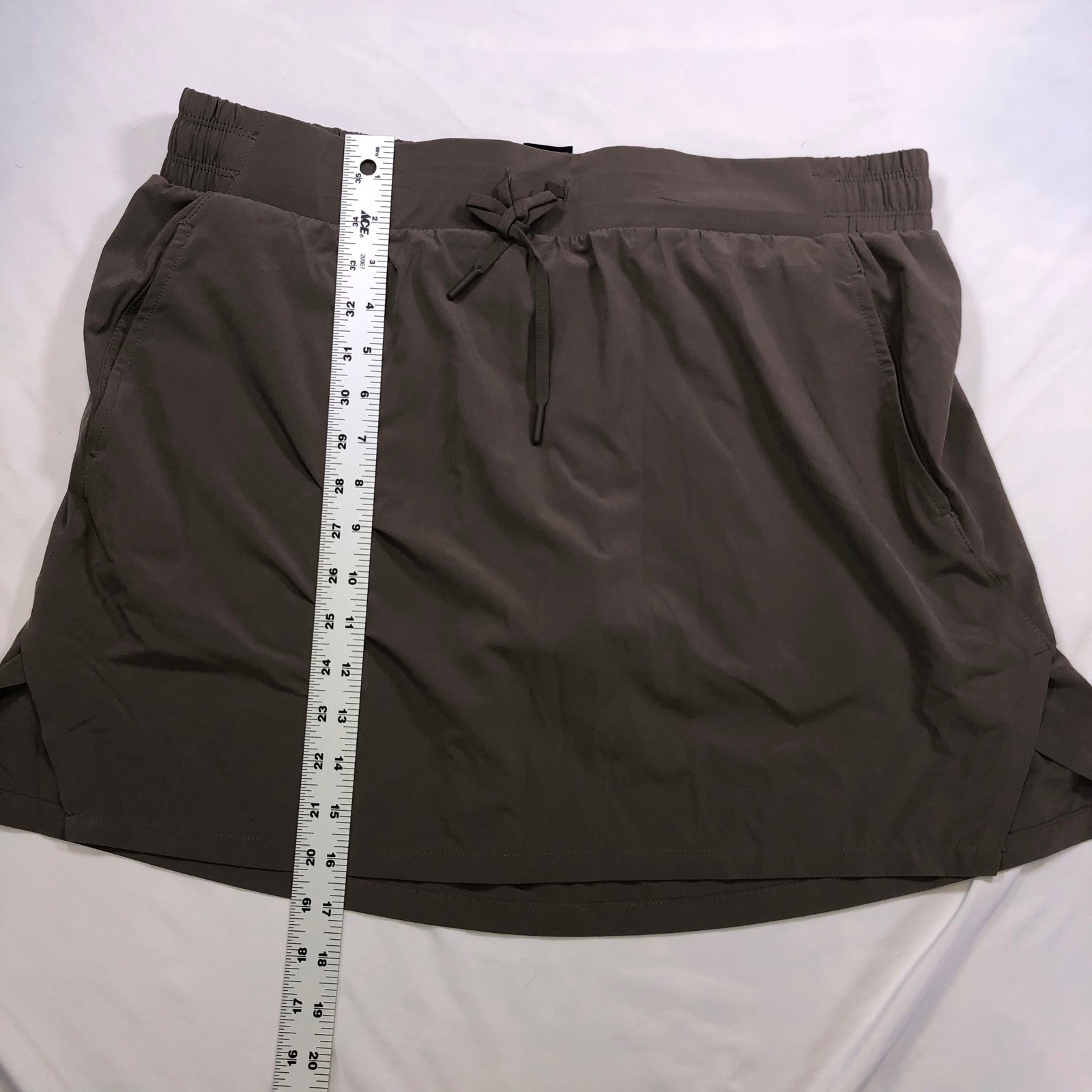 All in Motion Brown Athletic Skort Large Elastic Waist Drawstring Pockets