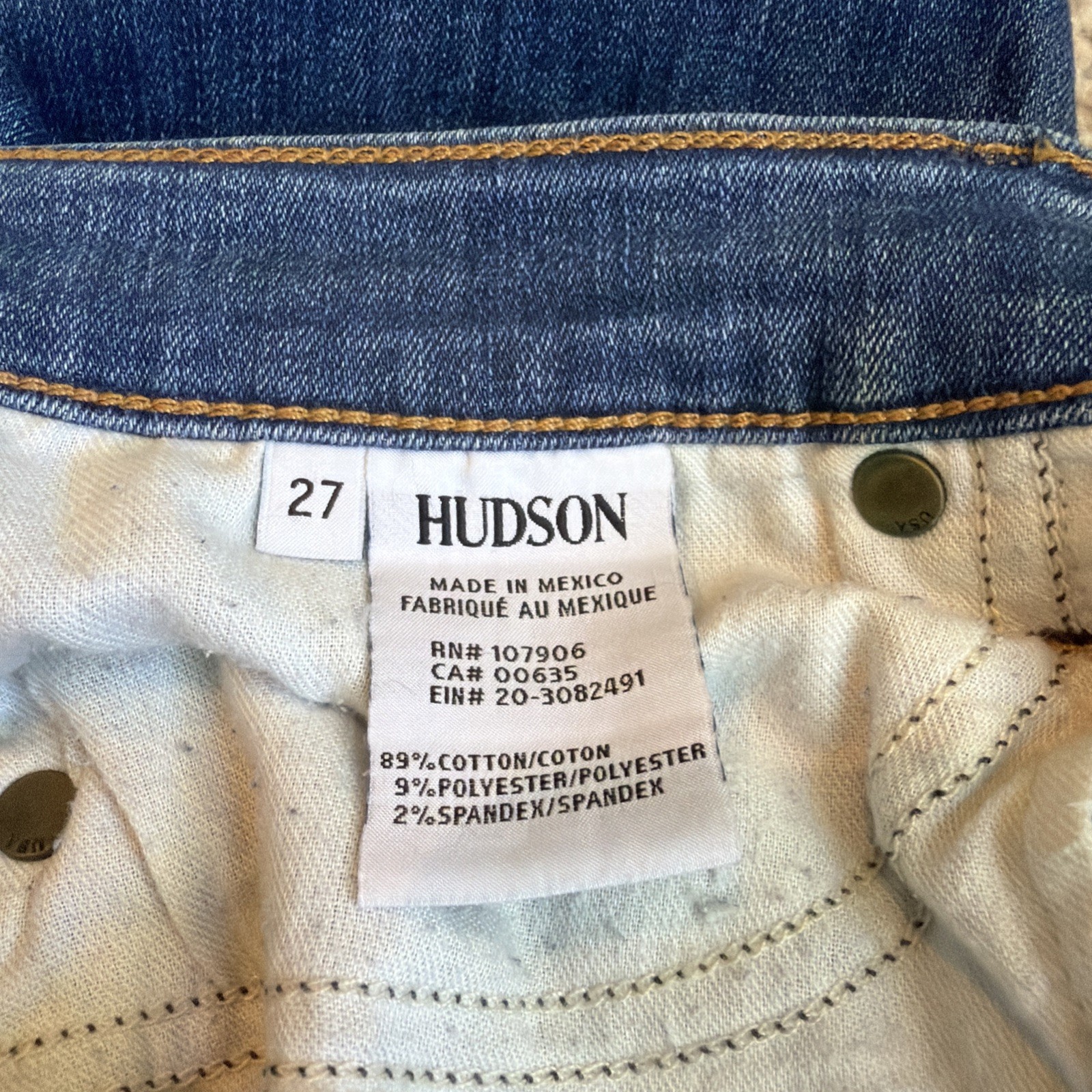 Hudson Nico Mid Rise Super Skinny Jeans Womens 27 Blue – Raw Hem Ankle