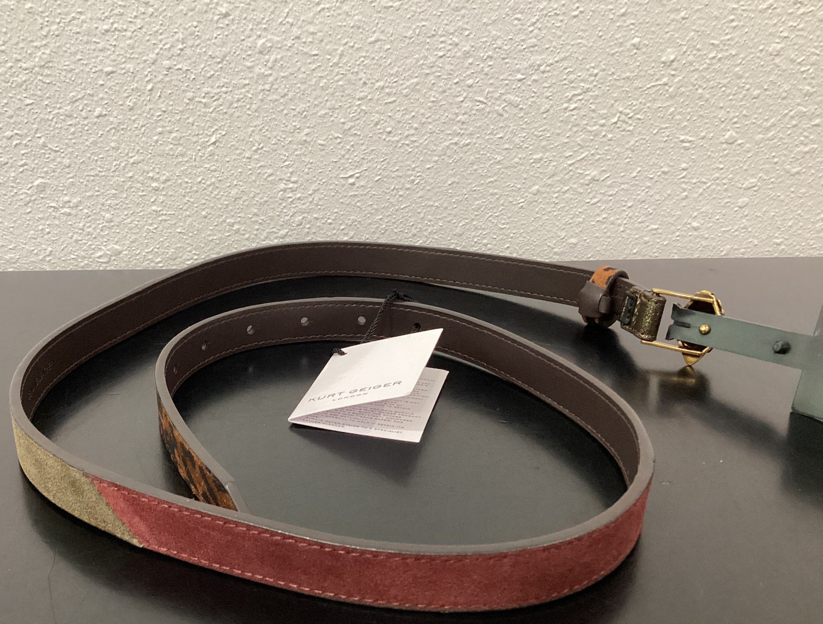 Kurt Geiger Rainbow Eagle Belt 41″ L x 0.75″ Wide Multicolor Suede Pin Buckle