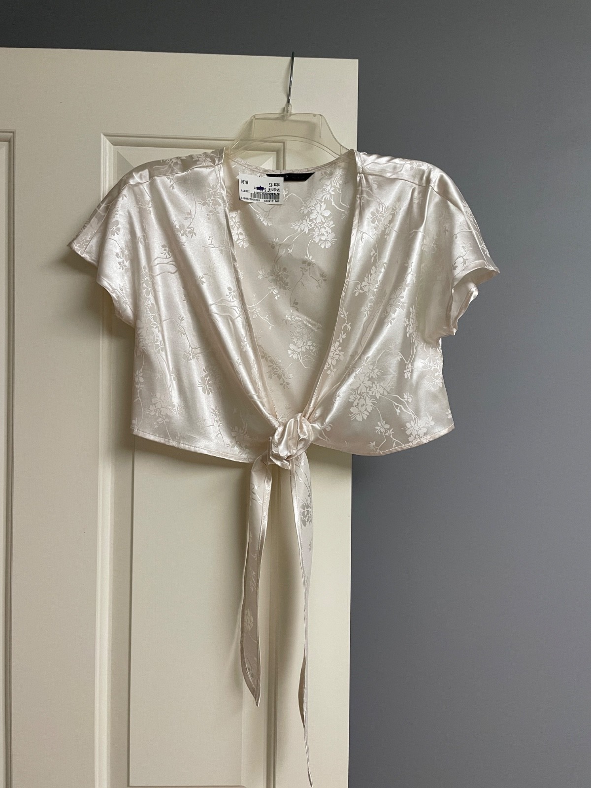 Shein Tie Crop White Top, XS, Junior, NWT