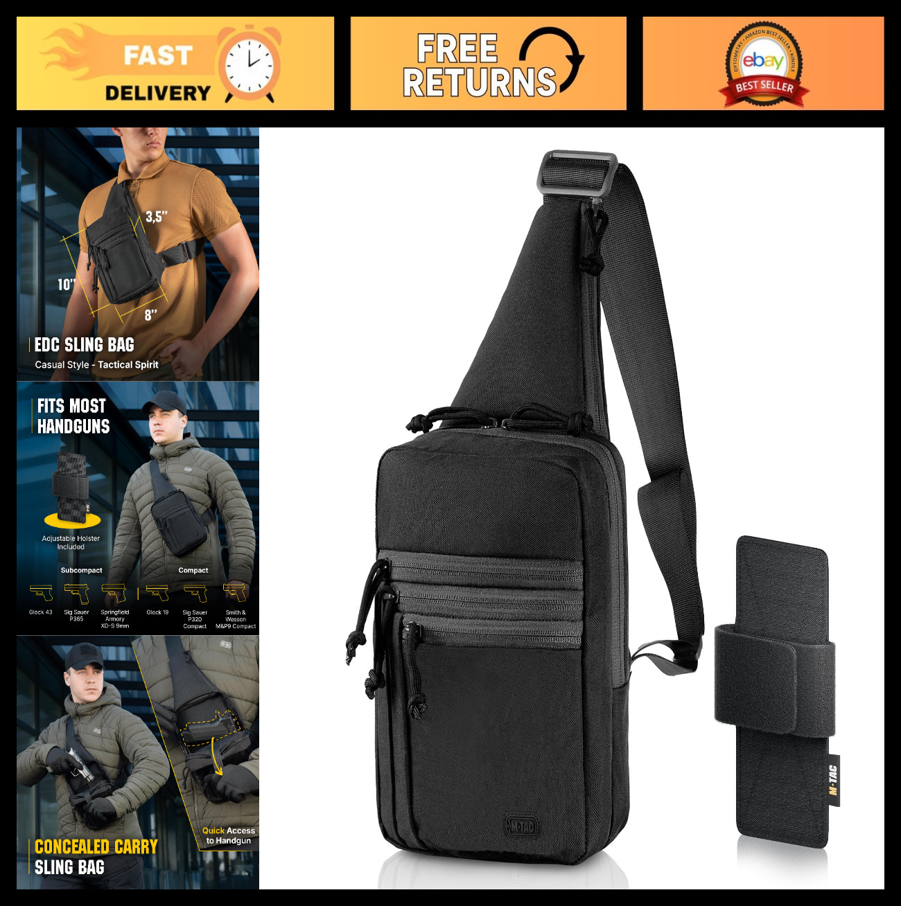 Tactical EDC Sling Bag for Men & Women – Crossbody Concealed Carry Shoulder Pack