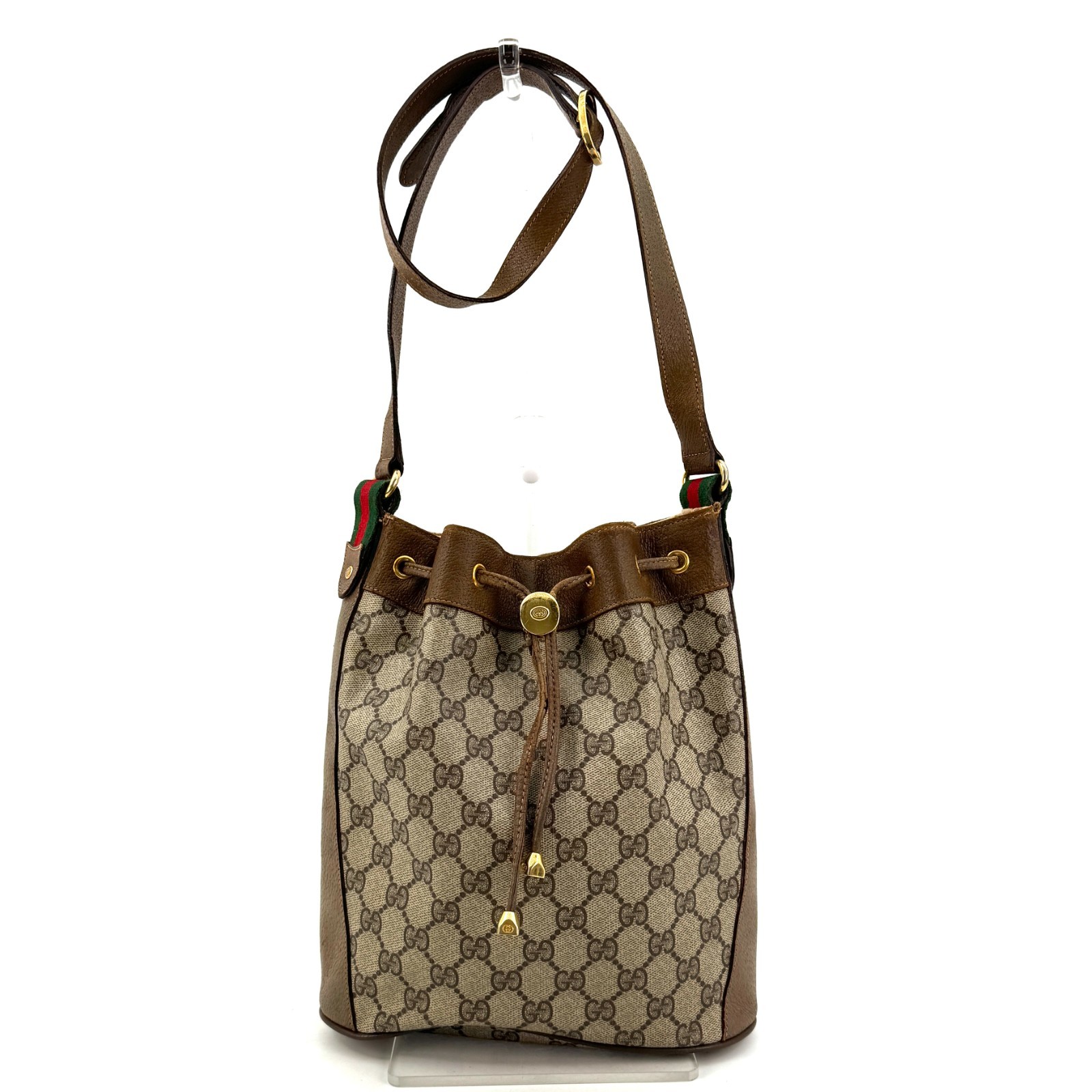 Vintage GUCCI Sherry Shoulder Bag Drawstring GG