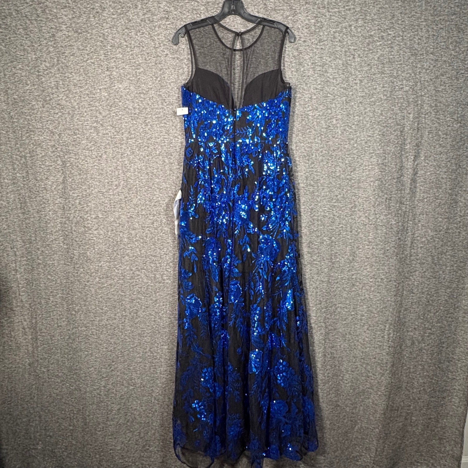 Dress The Population Eleanor Electric Blue Sequin Floral Maxi Gown Womens Large