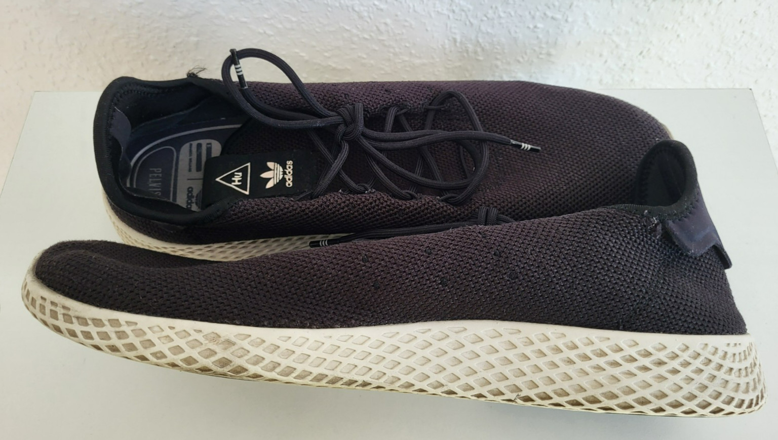 Adidas Pharrell Williams Tennis HU AQ1056 Shoes Sneakers Black Size 47 1/3