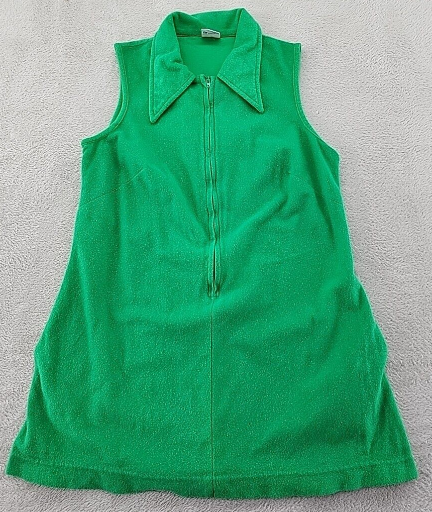 Vintage Sea Lure California Swim Cover Up Women’s Sleeveless Terry Collar Green