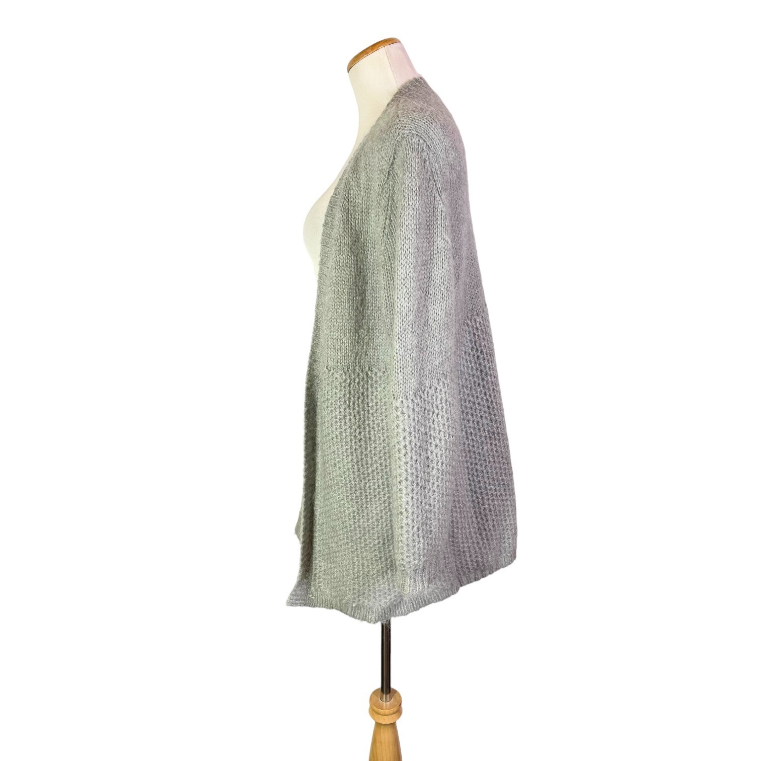 Sundance Size PM Fuzzy Grey Cardigan Sweater Open-Front Mixed Knits