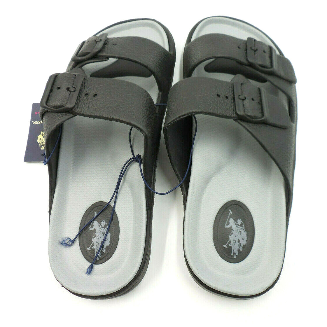 U.S. Polo Assn. Sandals Eco-Friendly Black Grey Buckle Slippers Multiple Sizes