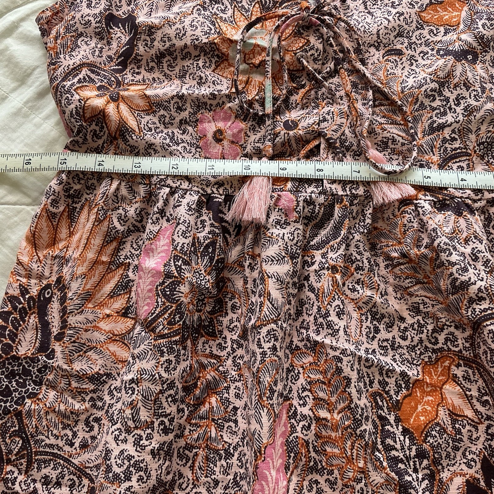 Madewell Lace-Up Bali Blooms Midi Dress Sz 4 Boho Cottagecore Casual Paisley