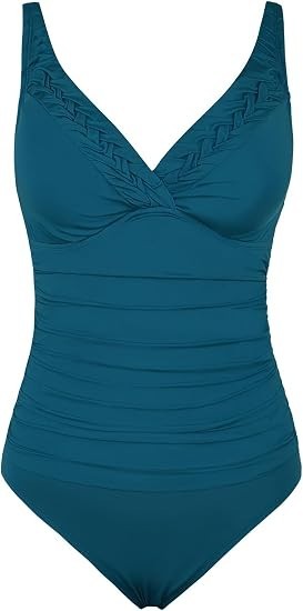 Hilor Women’s Tummy Control Swimsuit One Piece Bathing Suits Tucked Surplice 12