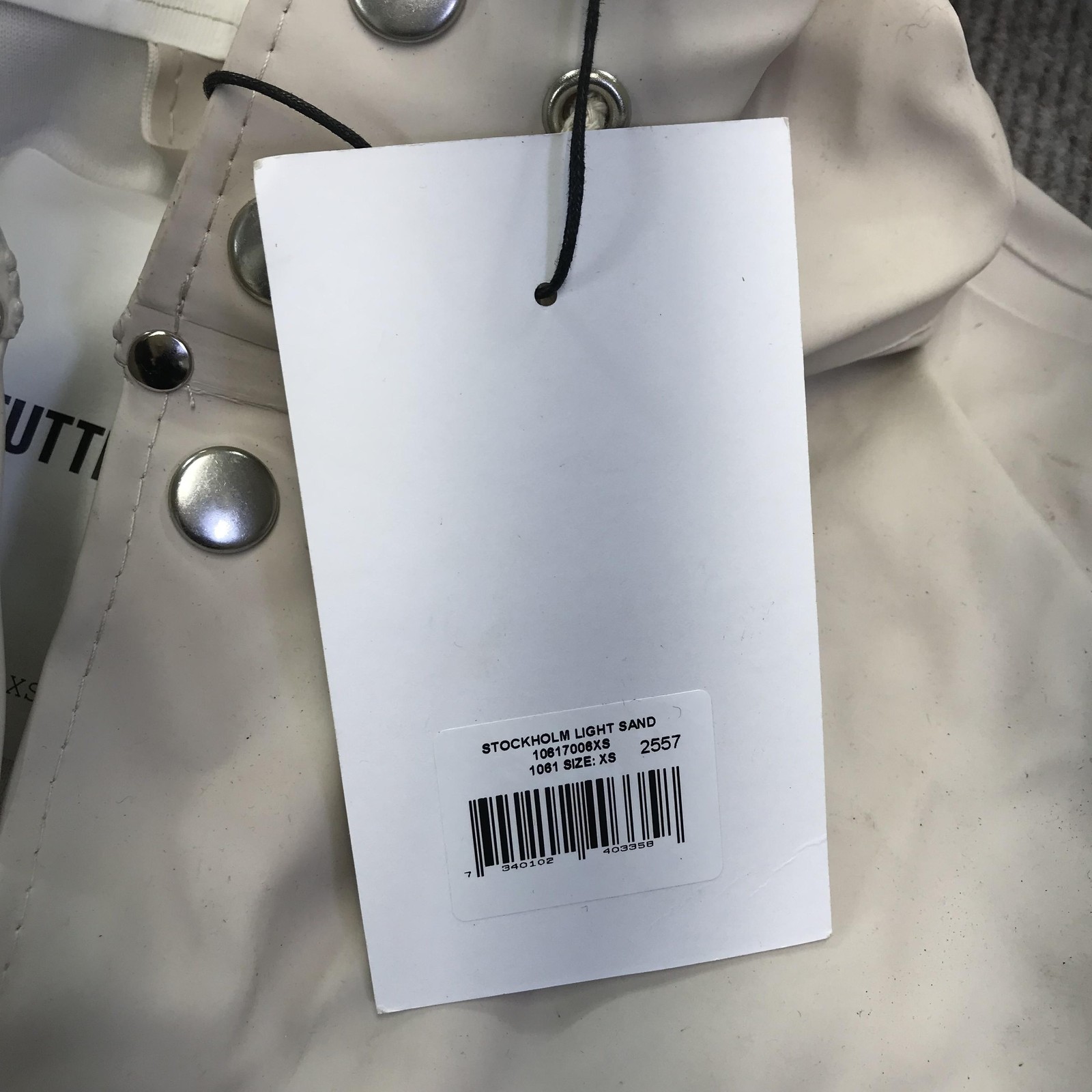 Stutterheim Stockholm Raincoat Jacket Womens XS Light Sand Hooded Waterproof