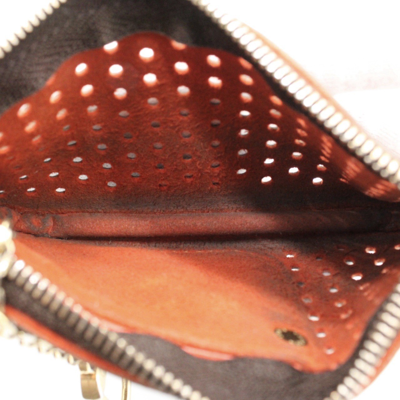 Louis Vuitton M95222 Monogram Perfo Coin Case PVC Brown Orange Gold Hardware