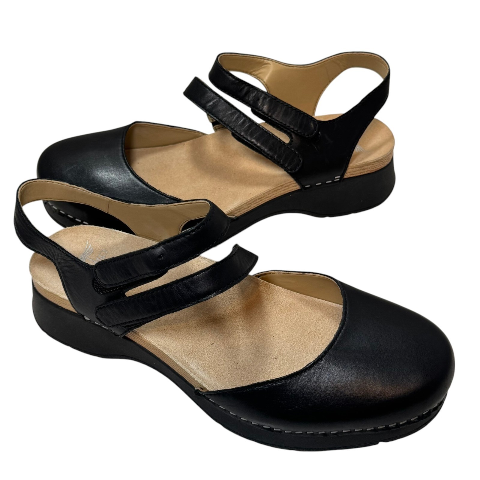 Dansko Women’s Rissa Closed Toe Nappa Leather Sandal Clog Black Size 40 9.5-10