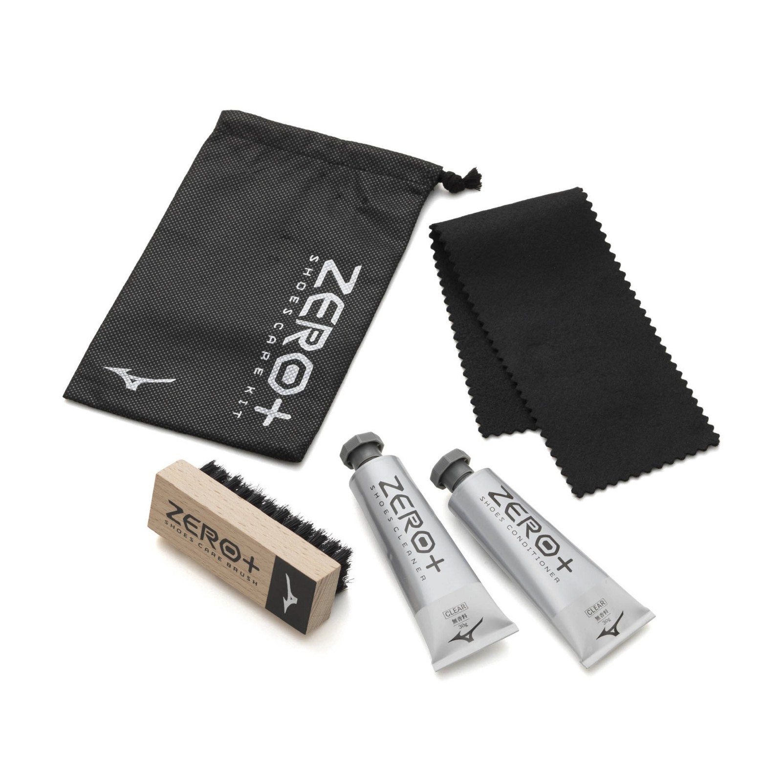 Mizuno ZERO+ Shoe Care Kit P1GZ0102 Unscented Cleanser Conditioner Brush Set New