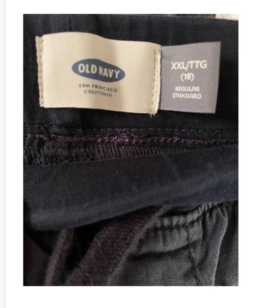 Old Navy Boy’s XXL 18 husky canvas casual elastic waist Cargo pant gray