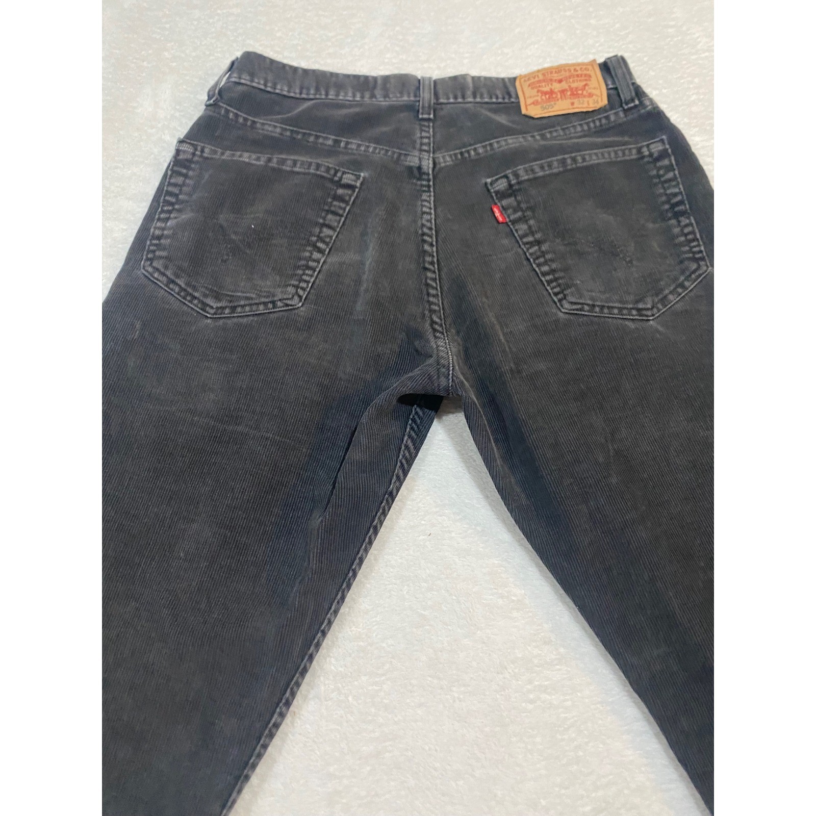 Levis 505 Regular Fit Corduroy Pants Mens 32×34 Charcoal Grey Faded Black