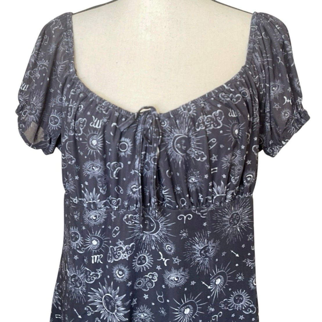 Hot Topic Daisy Street Black Celestial Icon Aline Dress XL Babydoll Whimsigoth