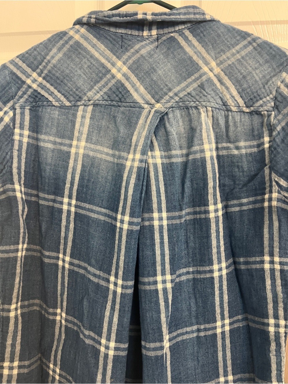 Cloth & Stone Blue Plaid Gauze Cotton Button Up Shirt Women’s Large