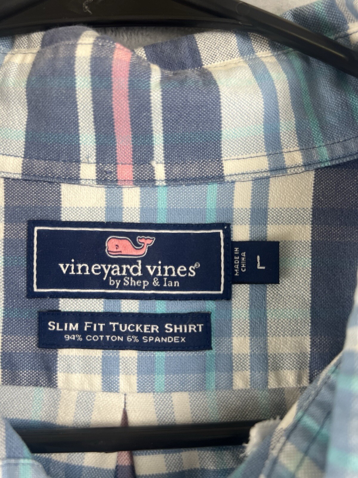 Vineyard Vines men Shep&Ian Classic Fit Tucker Shirt Whale Plaid large