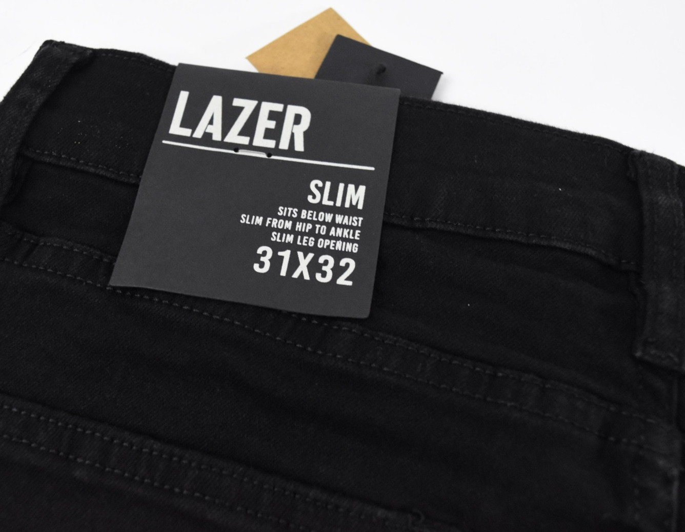 Lazer Men’s Jeans New 30 31 32 33 34 36 Black Denim 5 Pockets Slim Fit