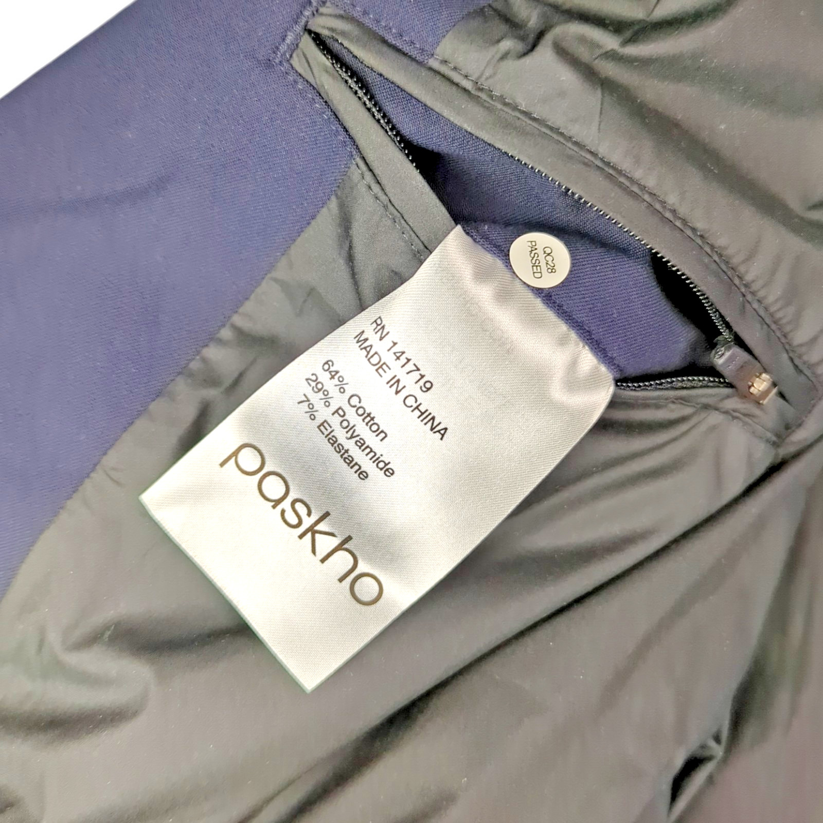 Paskho Blazer Jacket Navy Blue Stretch Modern Pockets New with Tags Mens Med