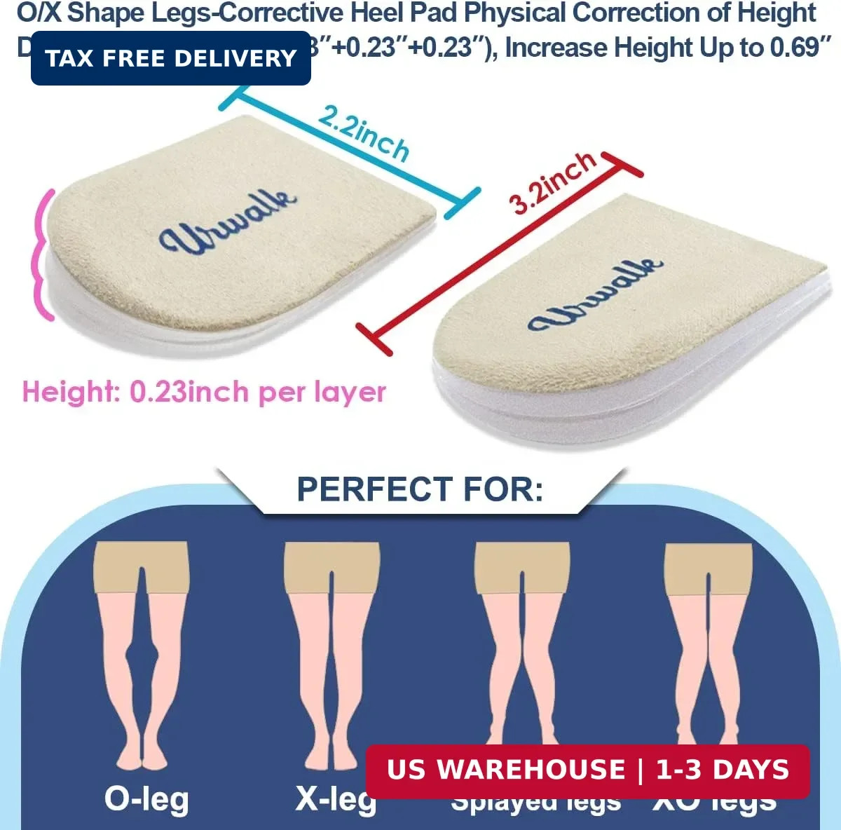 3 Layers Adjustable Supination & Over-Pronation Corrective Shoe Inserts, Medial