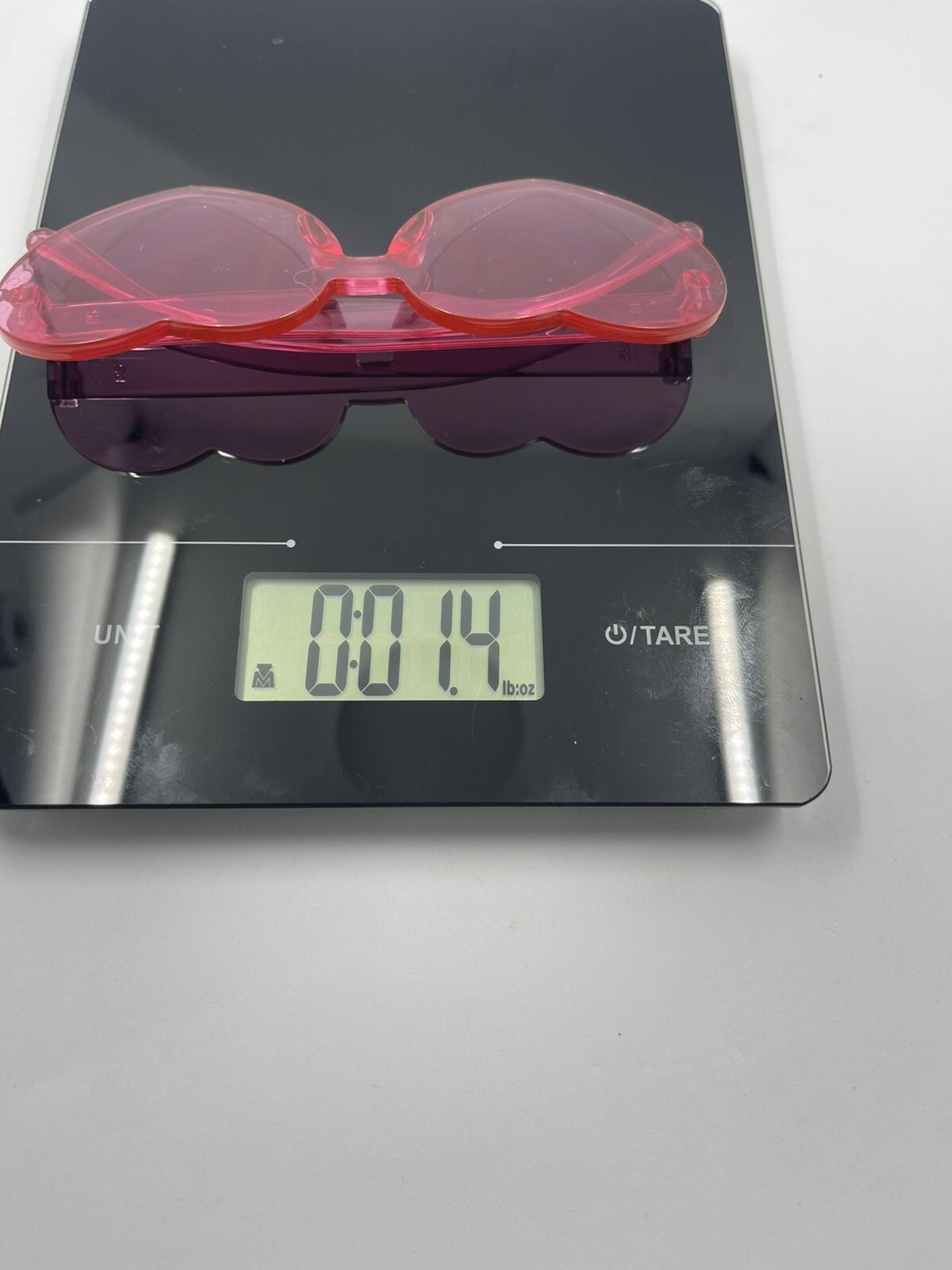 Pink Heart Shaped Sunglasses R2 Plastic or Polycarbonate Lens Frameless
