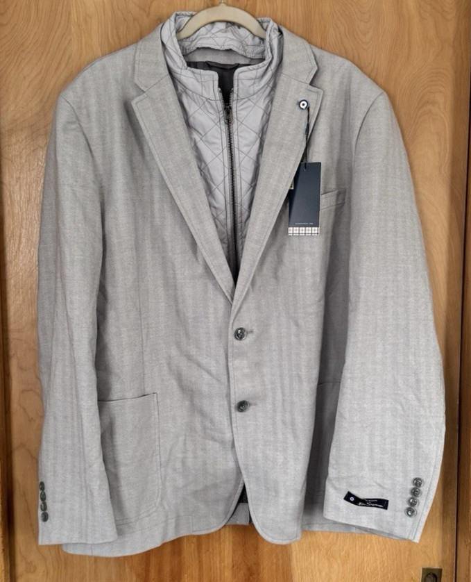 Ben Sherman Mens Layered Herringbone Two Button Notch Collar Jacket Size 2XL NEW