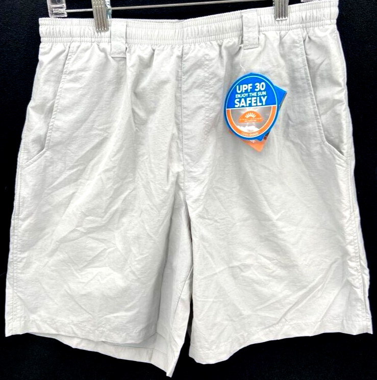 NEW Columbia PFG Backcast 8″ Omni-Shade Light Grey Drawstring Water Shorts Men M