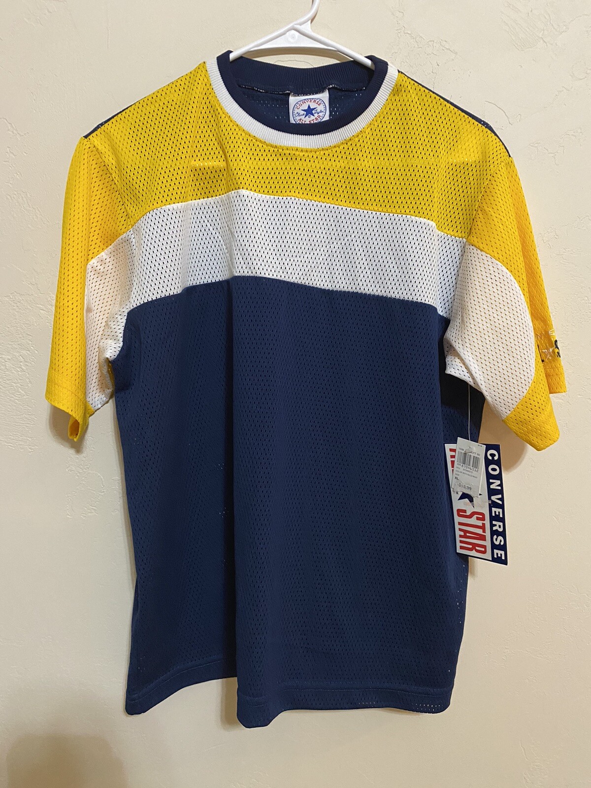 Vintage Converse All-Star Mesh Jersey Navy Yellow New with Tags *See Details*