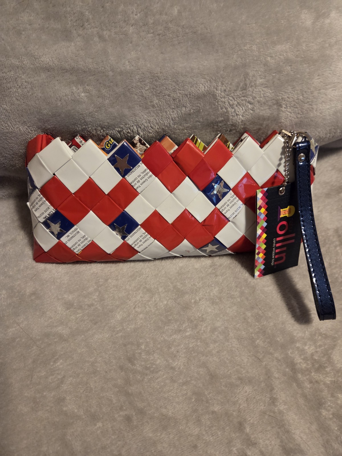 Wristlet Candy Wrapper Purse Nahui Ollin Clutch American flag design new w/tag