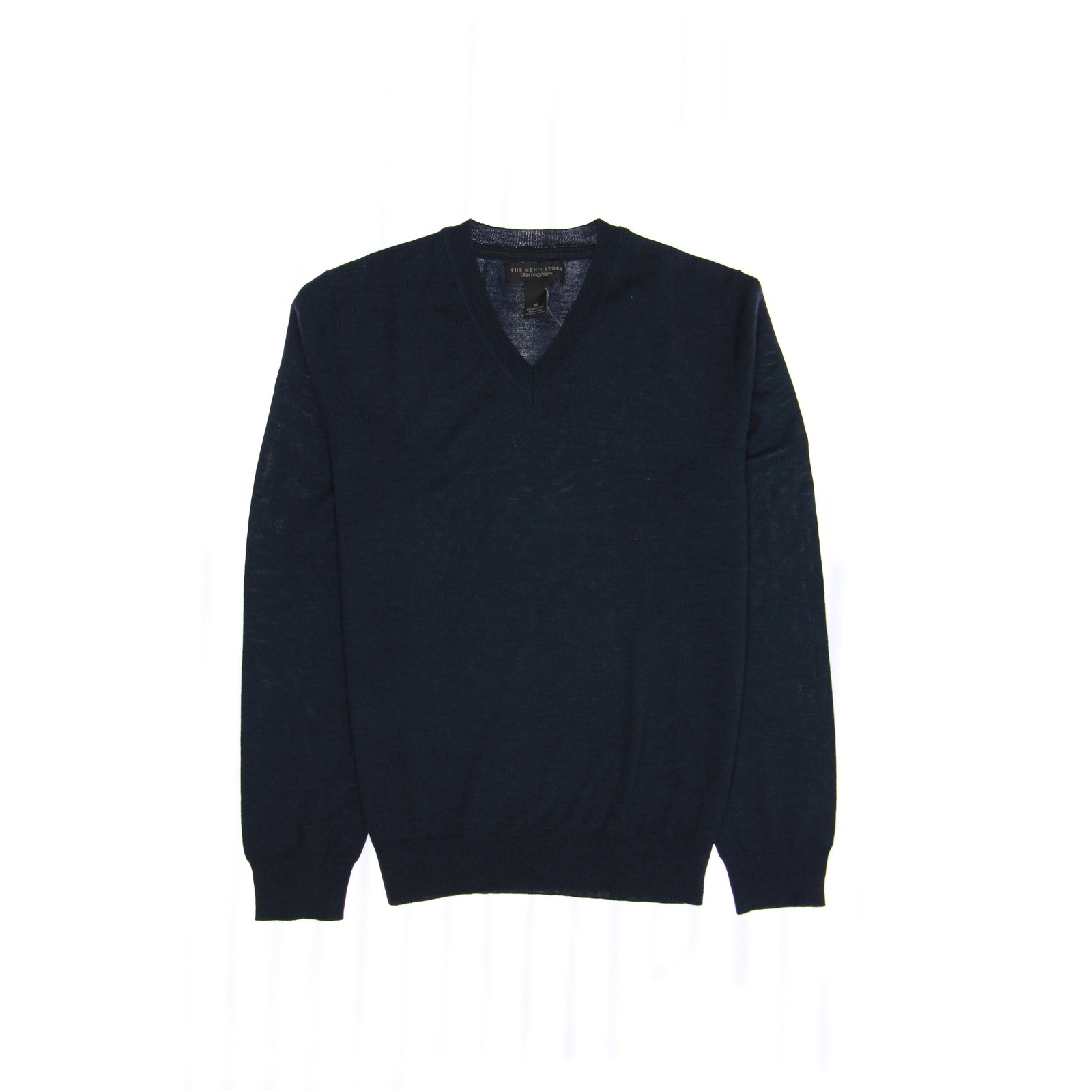 Baruffa Mens V-Neck Sweater M Steel Blue 100% Merino Wool Heather Knit Pullover