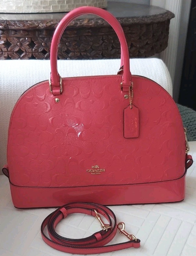 Coach Large Sierra Satchel Embossed Patent Leather in Hot Pink