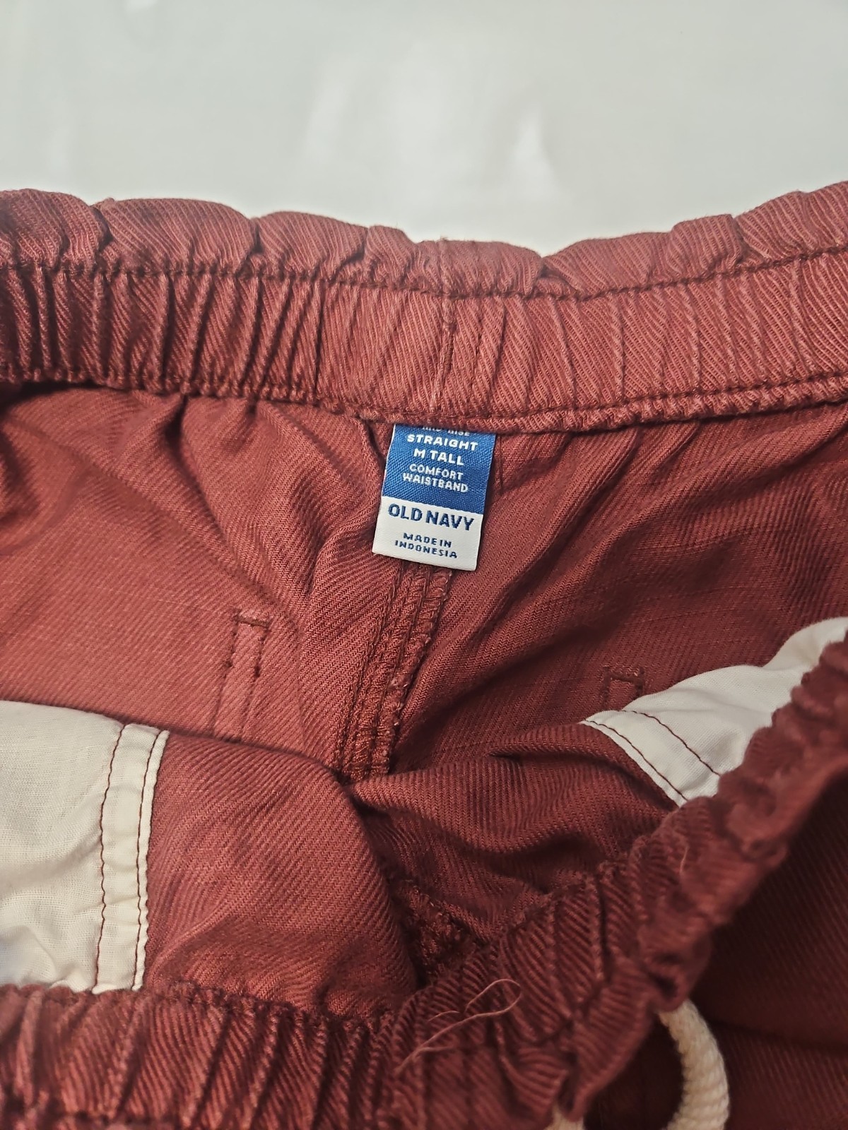 Old Navy Men’s M Tall Mauve Utility Twill Pants Elastic Waist Pockets