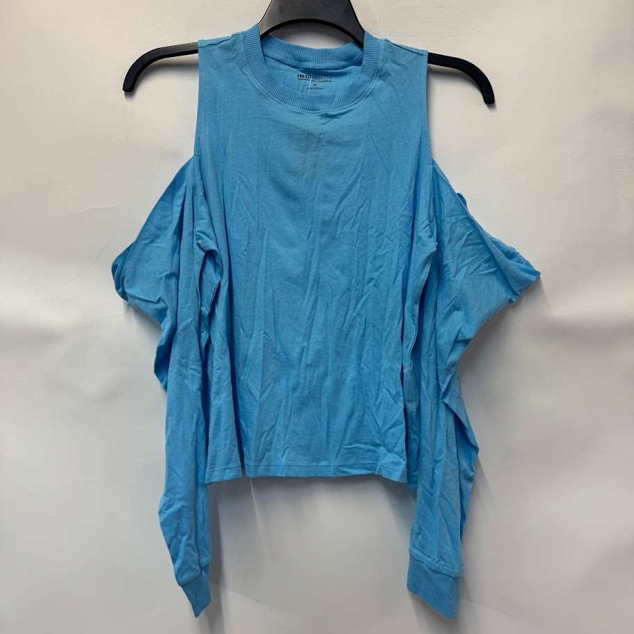 INC Womens M Aqua Blue Cold Shoulder Cotton Long Sleeve T Shirt Top NWT F18