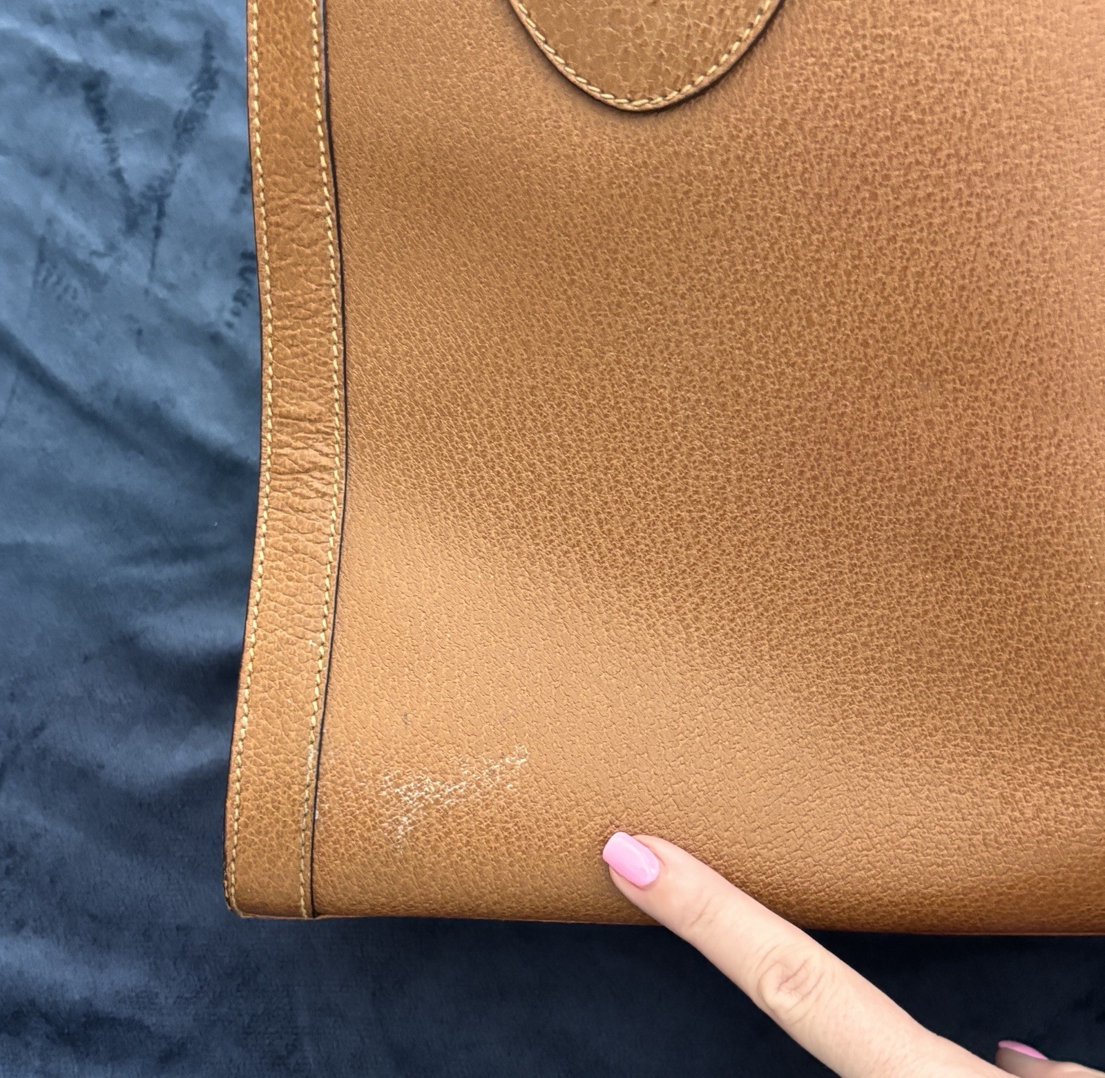 Gucci Brown Pebbled Bamboo Top Handle Tote, Zip/Push Lock, Gold Hardware