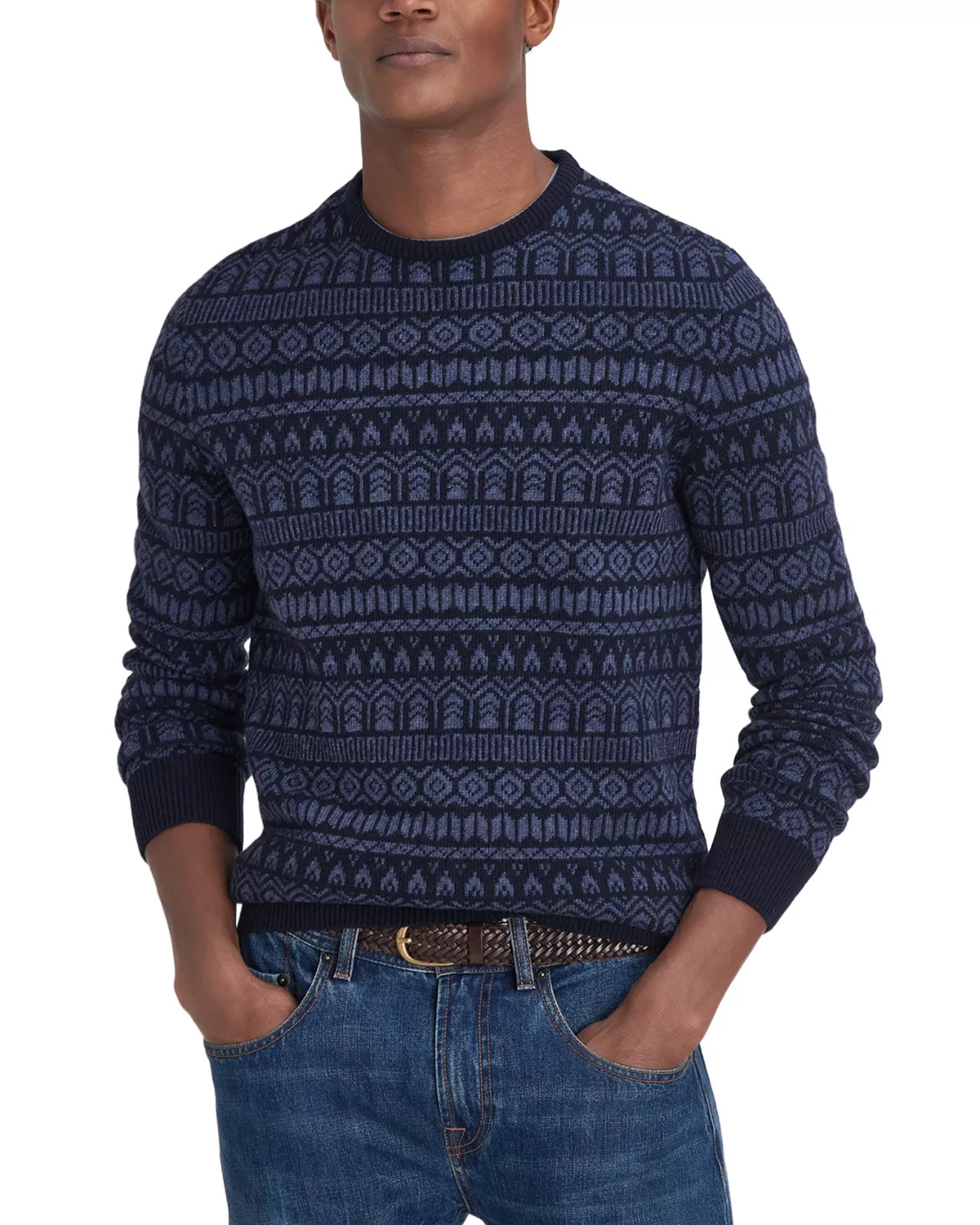 Barbour Stonebeck Fairisle Crew Neck Sweater Men’s XXL Navy MKN1579NY91 NWT