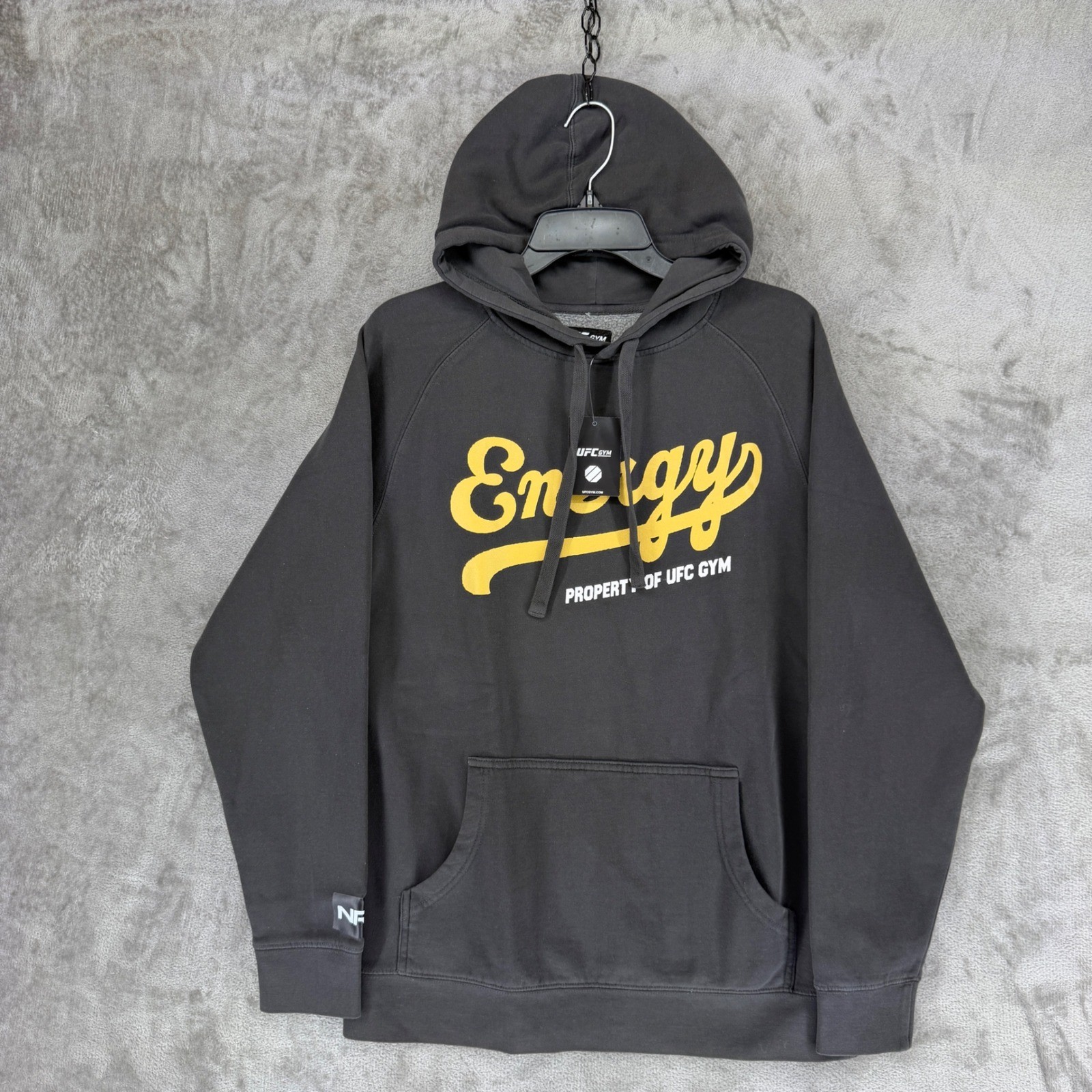 UFC GYM Retro Collab Hoodie Charcoal Grey Energy Graphic Mens Medium NWT
