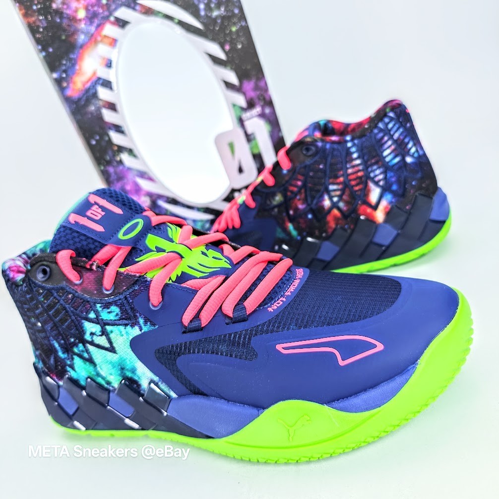 Puma MB.01 US 14 Men’s Blue Green Galaxy Basketball LaMelo Ball 376677 07 NIB