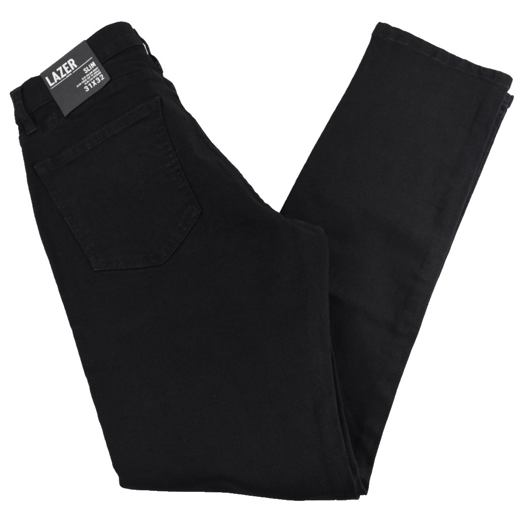 Lazer Men’s Jeans New 30 31 32 33 34 36 Black Denim 5 Pockets Slim Fit