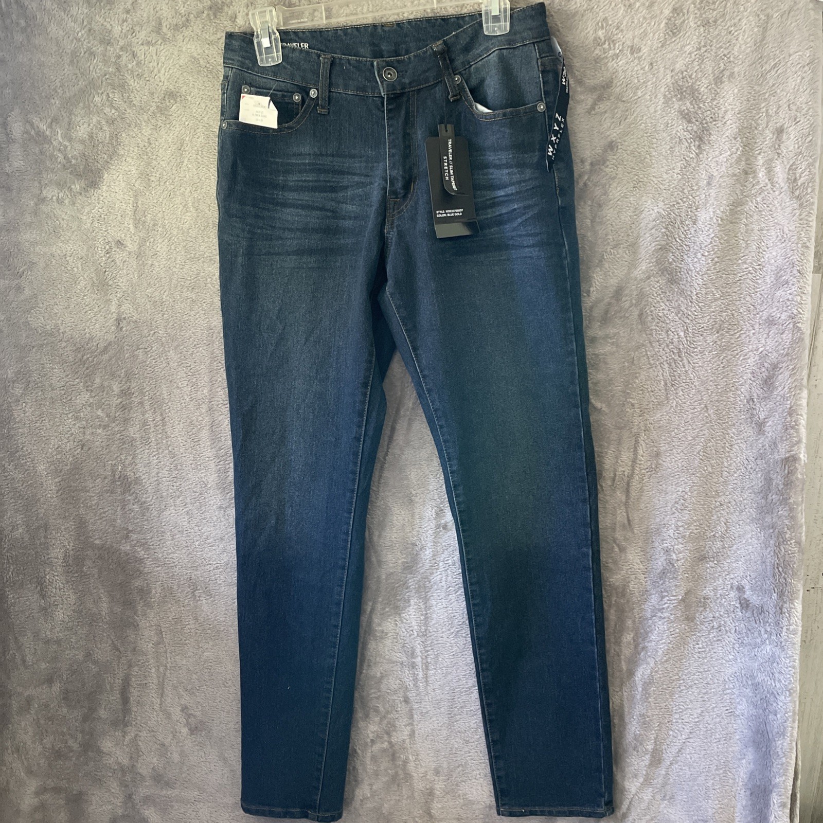 WXYZ Co Jeans Traveler Slim Tapered Stretch Men 30×30 Dark Blue Hyperflex NWT