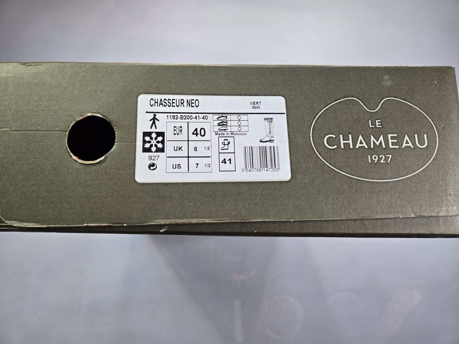 LE CHAMEAU CHASSEUR NEOPRENE LINED MEN’S ICONIC GREEN WELLINGTON BOOTS